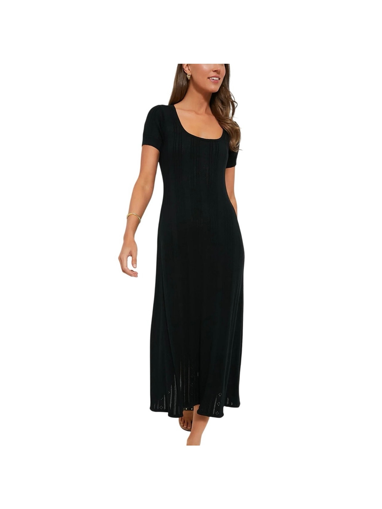 New Tuckernuck Black Pointelle Ryder Lace Cotton Dress Black Sz Medium 1862-22